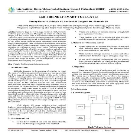 IRJET- Eco-Friendly Smart Toll Gates