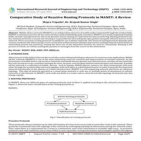 IRJET- Comparative Study of Reactive Routing Protocols in MANET: A Review