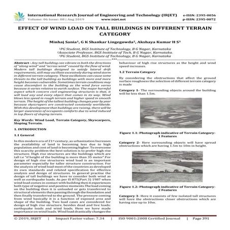 IRJET-  	  Effect of Wind Load on Tall Buildings in Different Terrain Category