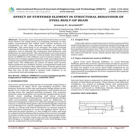 IRJET-  	  Effect of Stiffened Element in Structural Behaviour of Steel Built...