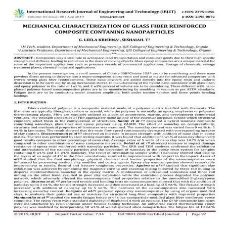 IRJET-  	  Mechanical Characterization of Glass Fiber Reinforced Composite Co...