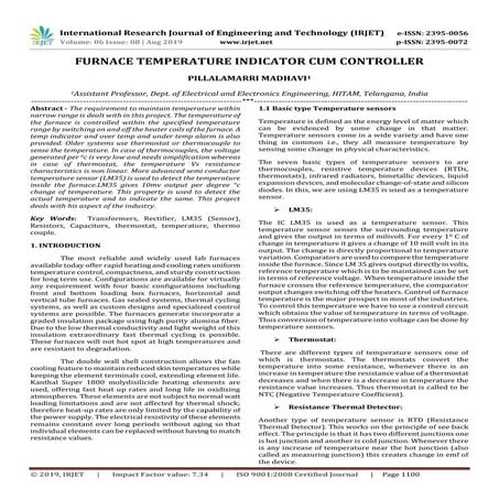 IRJET- Furnace Temperature Indicator CUM Controller