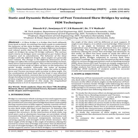 IRJET-  	  Static and Dynamic Behaviour of Post Tensioned Skew Bridges by usi...