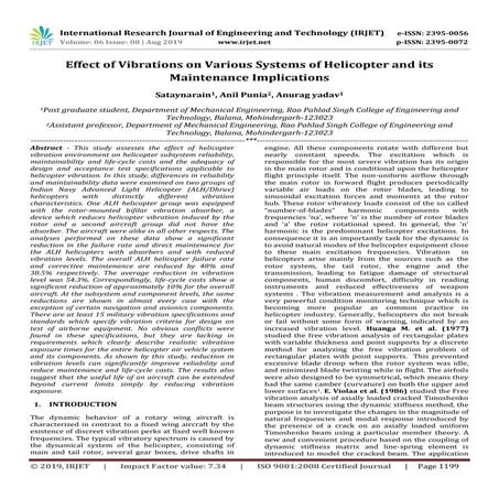 IRJET- Effect of Vibrations on Various Systems of Helicopter and its Maintena...