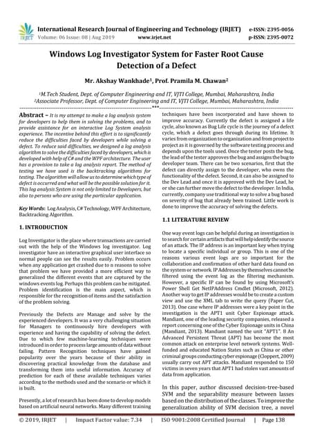IRJET- Windows Log Investigator System for Faster Root Cause Detection of a D...