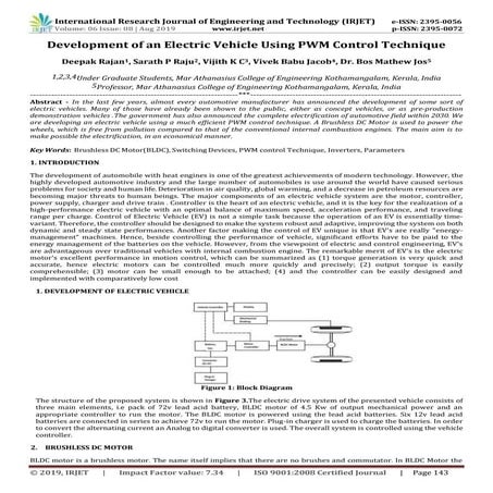 IRJET- Development of an Electric Vehicle using PWM Control Technique