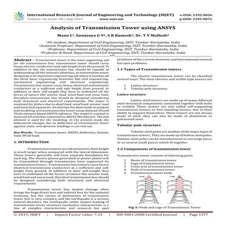 IRJET- Analysis of Transmission Tower using ANSYS