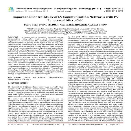 IRJET-  	  Impact and Control Study of LV Communication Networks with PV Pene...