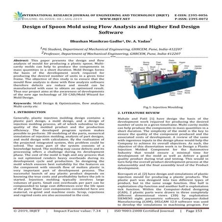 IRJET- Design of Spoon Mold using Flow Analysis and Higher End Design Software
