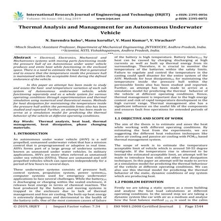 IRJET- Thermal Analysis and Management for an Autonomous Underwater ...