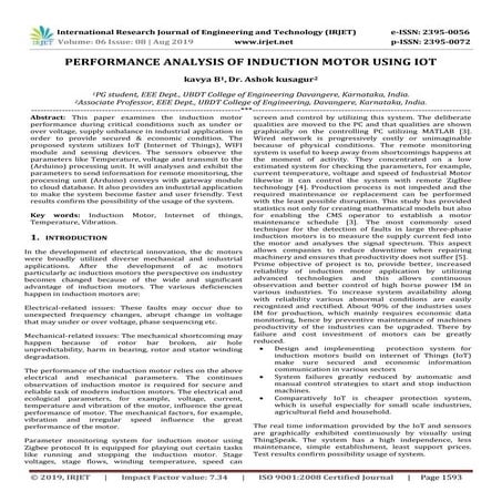 IRJET-  	  Performance Analysis of Induction Motor using IoT