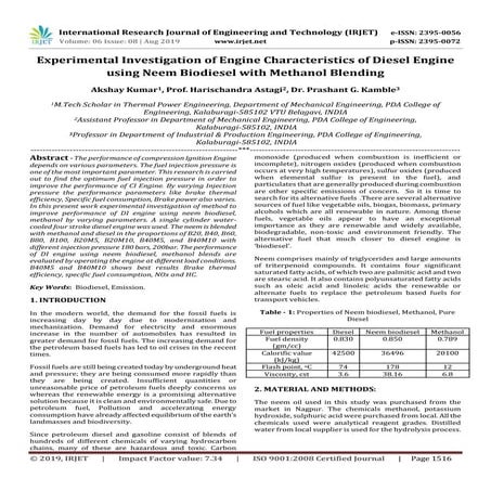 Experimental Investigation on Performance, Emission and Combustion ...