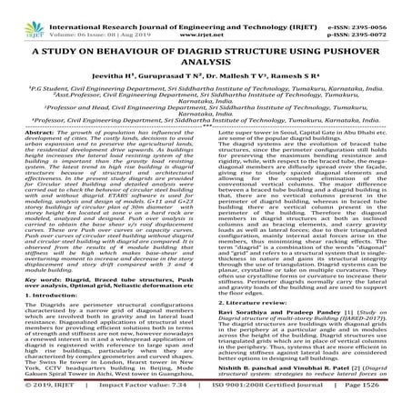 IRJET- A Study on Behaviour of Diagrid Structure using Pushover Analysis