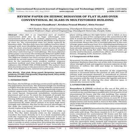 IRJET- Review Paper on Seismic Behavior of Flat Slabs over Conventional RC Sl...