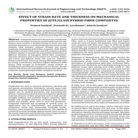 IRJET-  	  Effect of Strain Rate and Thickness on Mechanical Properties of Ju...