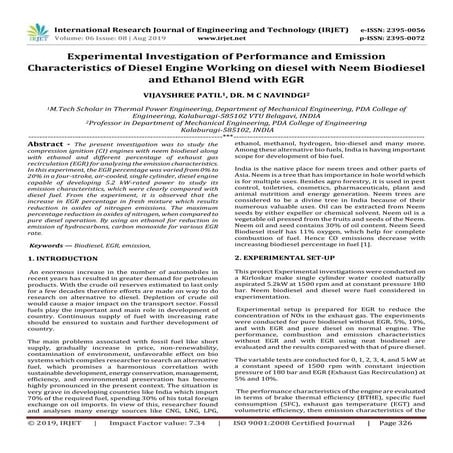 PERFORMANCE AND EMISSION CHARACTERISTIC OF DI DIESEL ENGINE WITH ...
