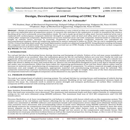 IRJET-  	  Design, Development and Testing of CFRC Tie Rod