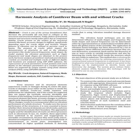 IRJET- Harmonic Analysis of Cantilever Beam with and without Cracks