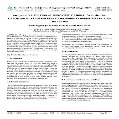 IRJET-  	  Analytical Validation of Improvised Designs of a Busbar for Optimi...
