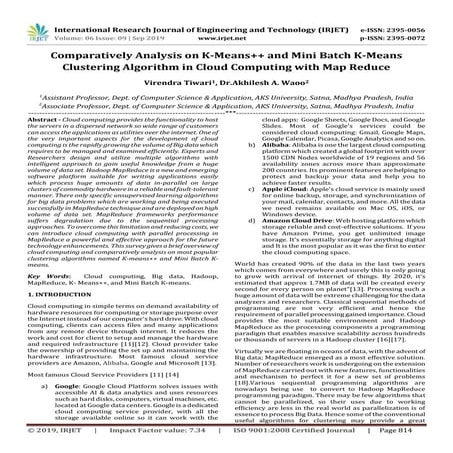 IRJET- Comparatively Analysis on K-Means++ and Mini Batch K-Means Clustering ...