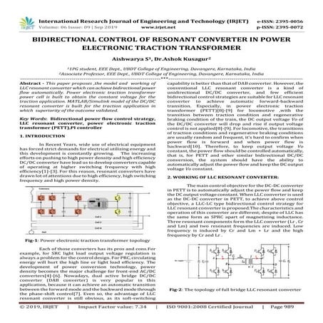 IRJET- Bidirectional Control of Resonant Converter in Power Electronic ...