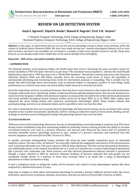 A Review of Lie Detection Techniques | PDF