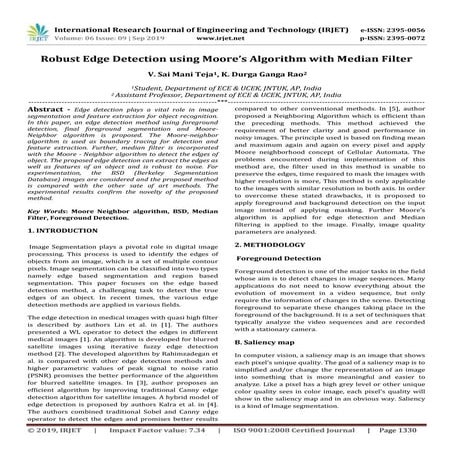 IRJET- Robust Edge Detection using Moore’s Algorithm with Median Filter