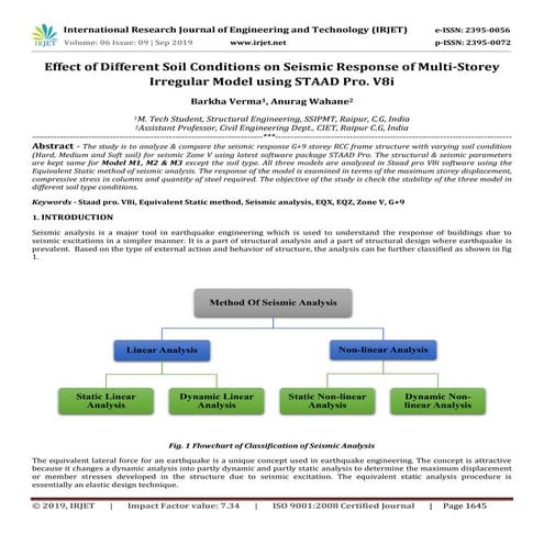 IRJET- Effect of Different Soil Conditions on Seismic Response of Multi-Store...