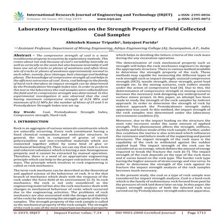 IRJET- Laboratory Investigation on the Strength Property of Field Collected C...