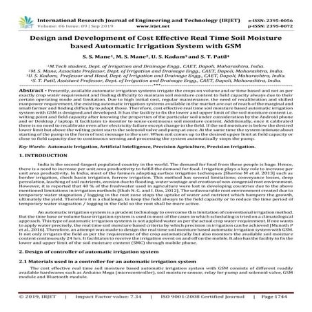 IRJET- Design and Development of Cost Effective Real Time Soil Moisture based...