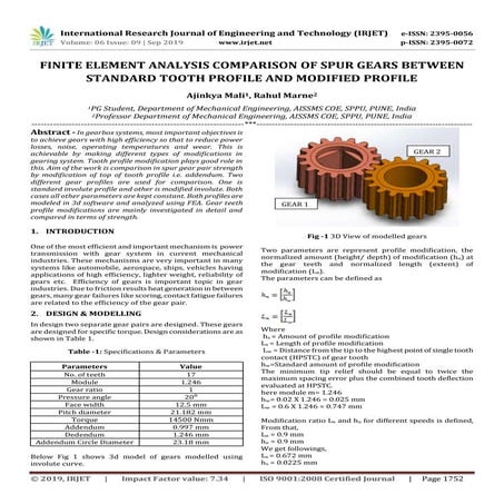 Modal Analysis of Standard and Profile Modified Spur Gears by Finite ...