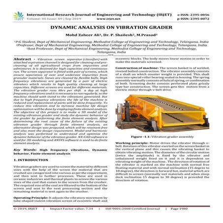 IRJET- Dynamic Analysis on Vibration Grader