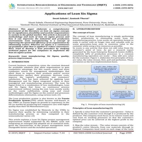 IRJET-  	  Applications of Lean Six Sigma
