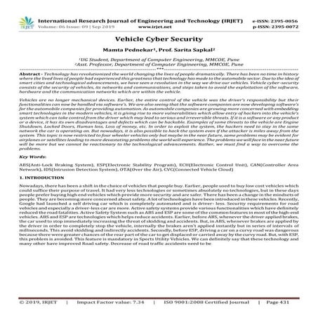 IRJET- Vehicle Cyber Security