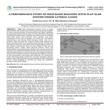 IRJET-  	  A Performance Study of High Raise Building with Flat Slab System u...