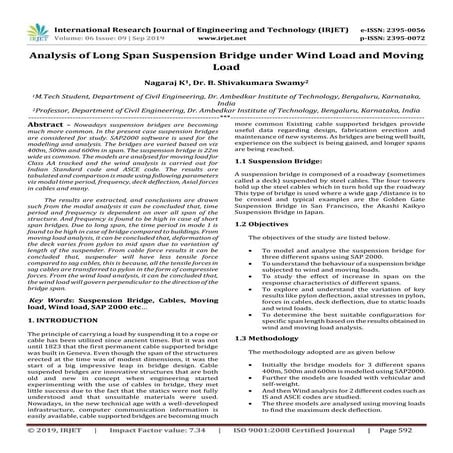 IRJET- Analysis of Long Span Suspension Bridge under Wind Load and Moving Load