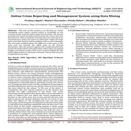 IRJET- Online Crime Reporting and Management System using Data Mining