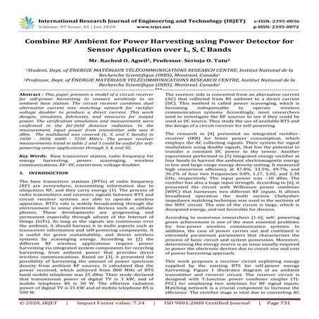 IRJET- Combine RF Ambient for Power Harvesting using Power Detector for Senso...