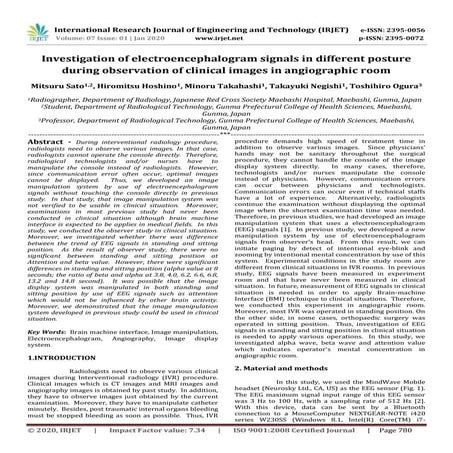 IRJET-  	  Investigation of Electroencephalogram Signals in Different Posture...
