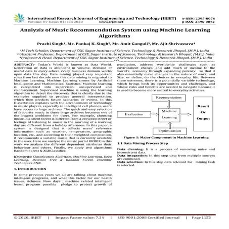 IRJET-  	  Analysis of Music Recommendation System using Machine Learning Alg...