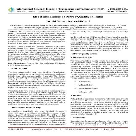 IRJET-  	  Effect and Issues of Power Quality in India