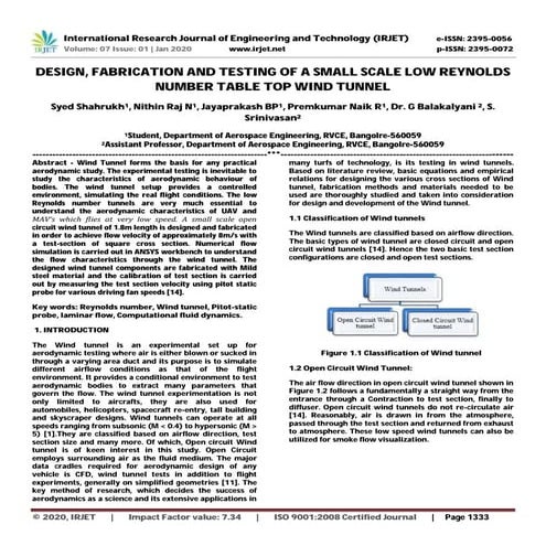 IRJET- Design, Fabrication and Testing of a Small Scale Low Reynolds Number T...