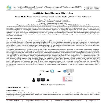 IRJET- Artificial Intelligence Dietician