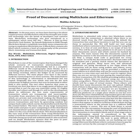 IRJET- Proof of Document using Multichain and Ethereum