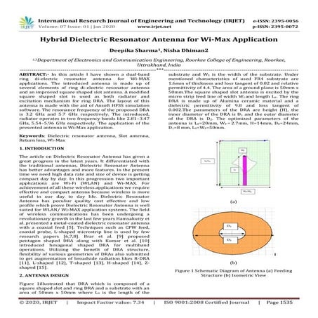 IRJET- Hybrid Dielectric Resonator Antenna for Wi-Max Application