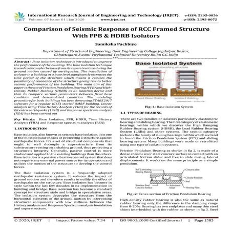 IRJET- Comparison of Seismic Response of RCC Framed Structure with FPB & HDRB...