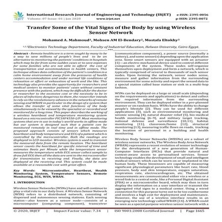 IRJET- Transfer Some of the Vital Signs of the Body by using Wireless Sensor ...