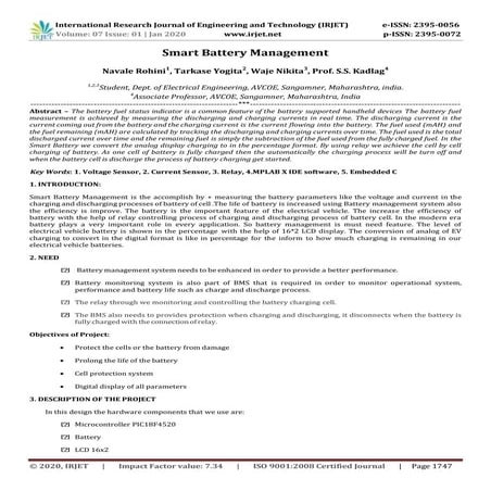 IRJET- Smart Battery Management