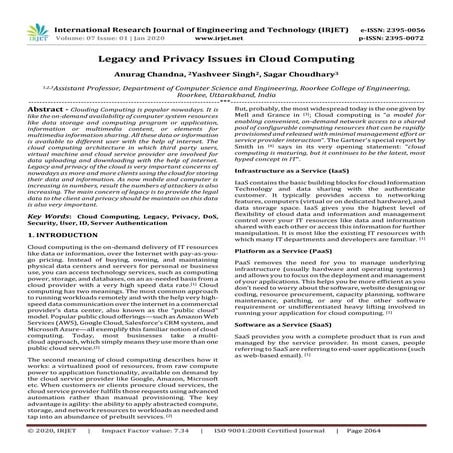 IRJET- Legacy and Privacy Issues in Cloud Computing