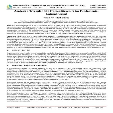 IRJET-  	  Analysis of Irregular RCC Framed Structure for Fundamental Natural...